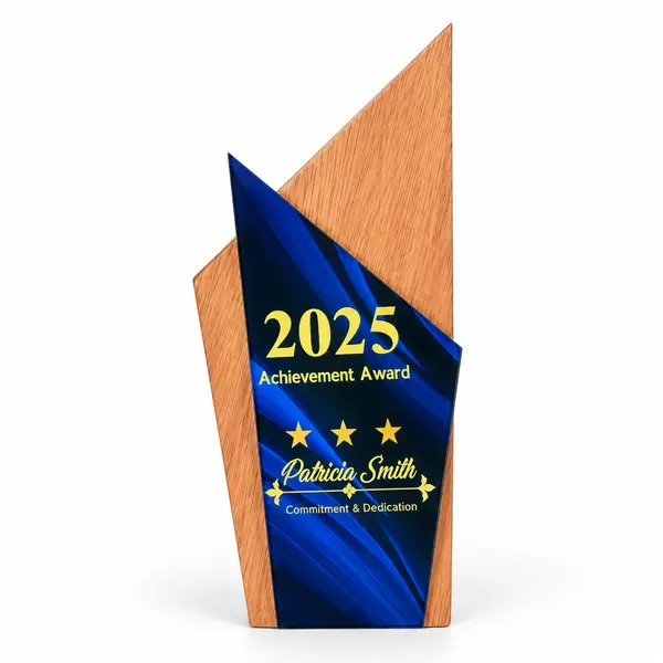 Medium personalised 3D sublimation trophy with custom full-colour award artwork